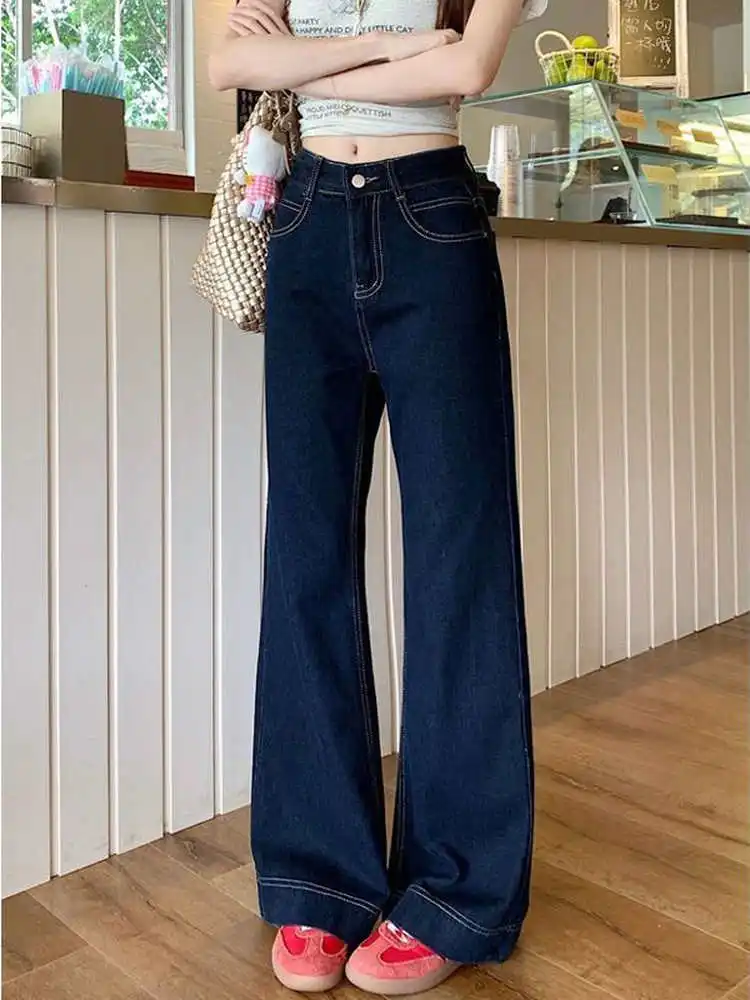 Loose High Waist Slimming Straight Leg Deep Blue Bell Bot Jeans Women's Casual Faion Spring Autumn New Sle Long Pants
Loose High Waist Slimming Straight Leg Deep Blue Bell Bot Jeans Women's Casual Faion Spring Autumn New Sle Long Pants