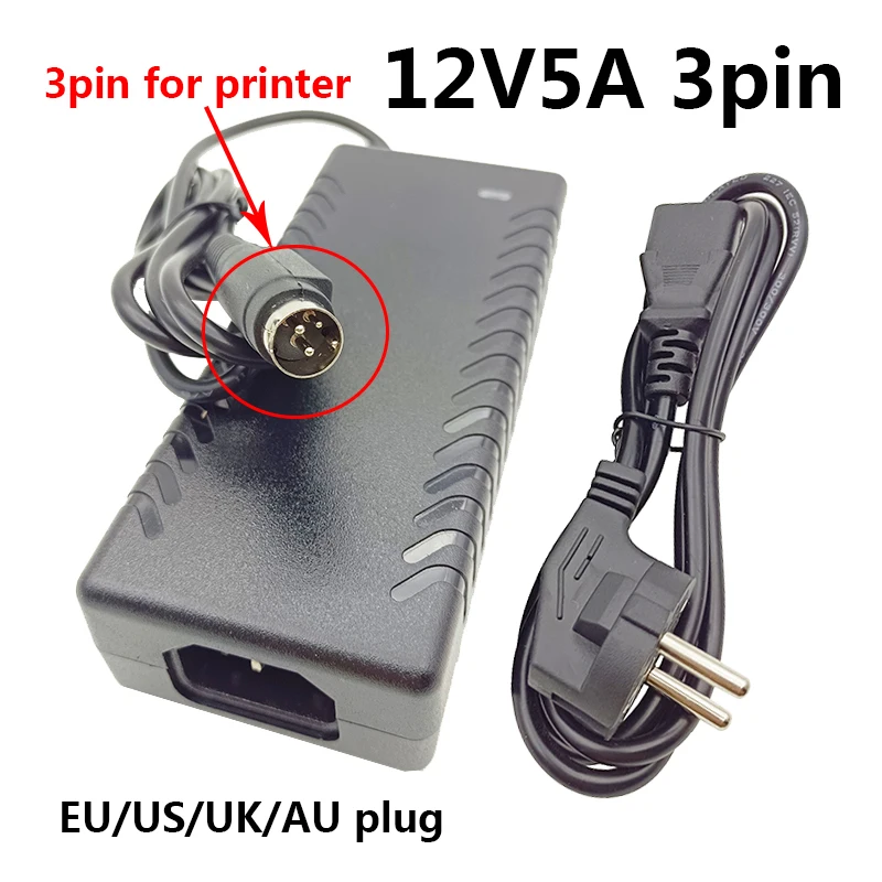 3-контактный принтер 12V5A Адаптер питания переменного и постоянного тока AU EU US UK Plug 12V 5A 60W Круглый 3-контактный 12-вольтовый разъем постоянного тока с тремя контактами
3-контактный принтер 12V5A Адаптер питания переменного и постоянного тока AU EU US UK Plug 12V 5A 60W Круглый 3-контактный 12-вольтовый разъем постоянного тока с тремя контактами
