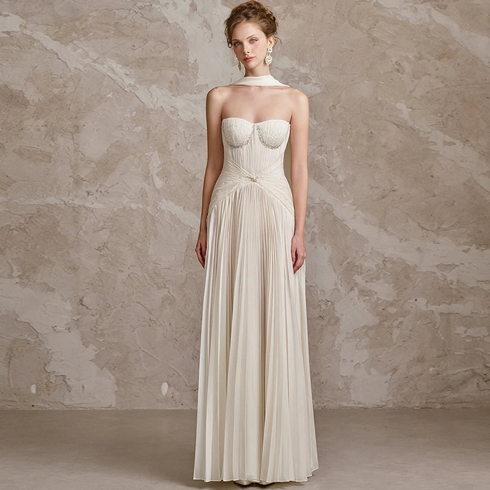 Elegant Chiffon Sleeveless Evening Dress Exquisite Strapless Prom Dresses Fashion Zipper Back Customized Special Occasion Gowns
Elegant Chiffon Sleeveless Evening Dress Exquisite Strapless Prom Dresses Fashion Zipper Back Customized Special Occasion Gowns