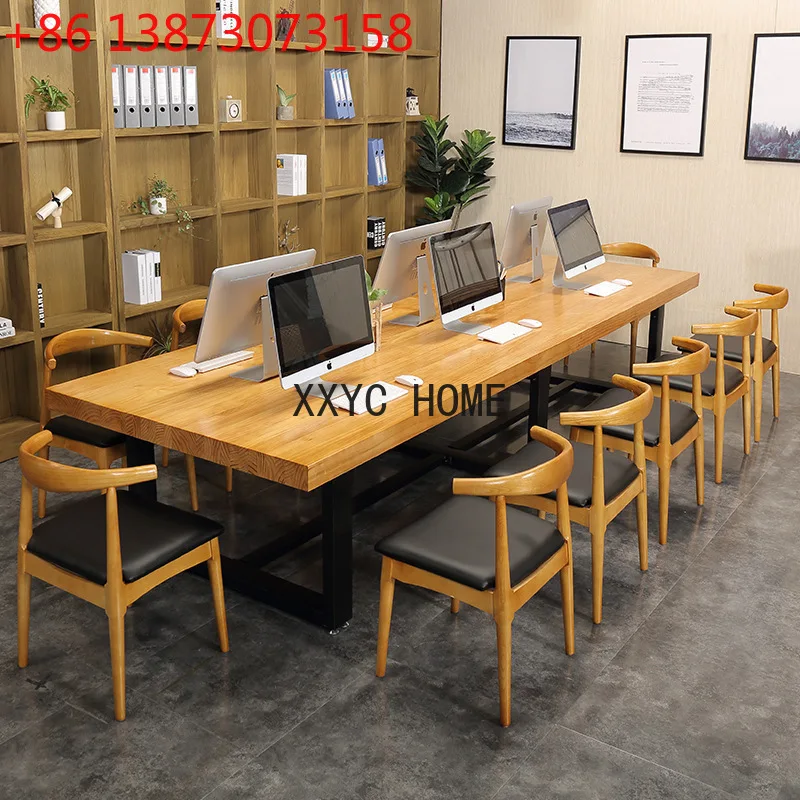 Простой письменный стол из цельного дерева в стиле ретро, большой длинный стол для конференц-обучения, переговоров
Простой письменный стол из цельного дерева в стиле ретро, большой длинный стол для конференц-обучения, переговоров