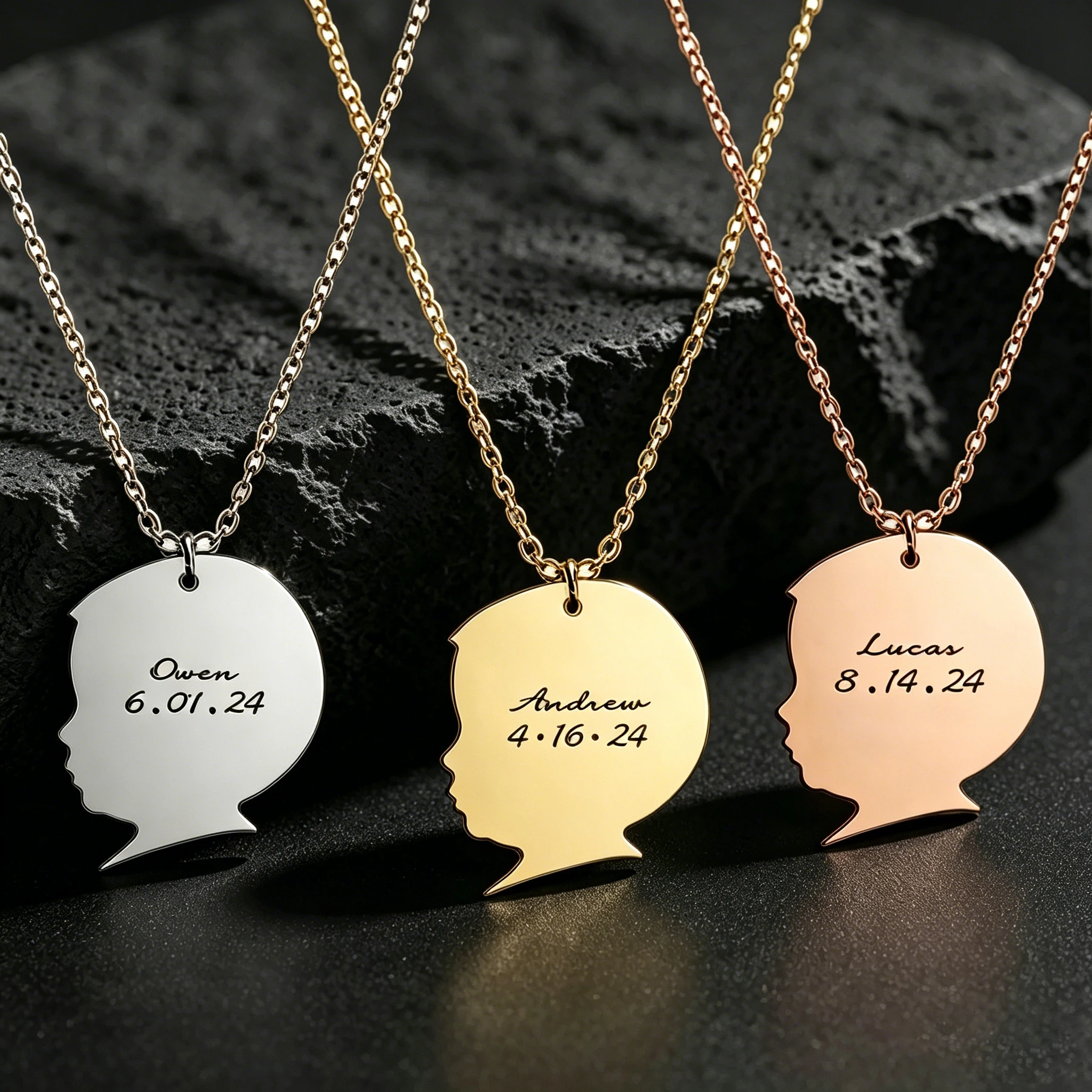 Personalized Kids Silhouette Necklace Gold Plated Custom Baby Children Head Photo Charm Necklaces Gift for Mothers and Fathers
Personalized Kids Silhouette Necklace Gold Plated Custom Baby Children Head Photo Charm Necklaces Gift for Mothers and Fathers
