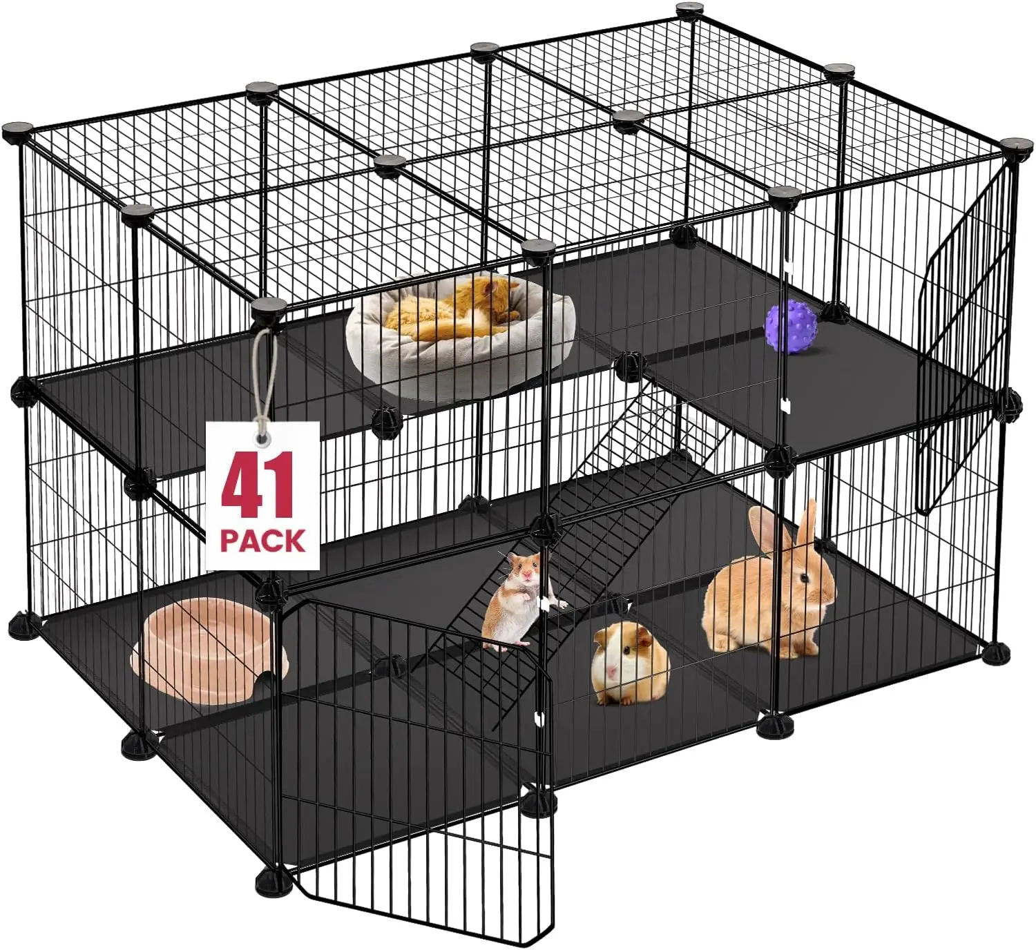 41 Panels Small Animal Playpen, 35.4"x23.6"x23.6", 2 Doors for Guinea Pigs, Rabbits, Hedgehogs, Puppies Indoor Outdoor
41 Panels Small Animal Playpen, 35.4"x23.6"x23.6", 2 Doors for Guinea Pigs, Rabbits, Hedgehogs, Puppies Indoor Outdoor