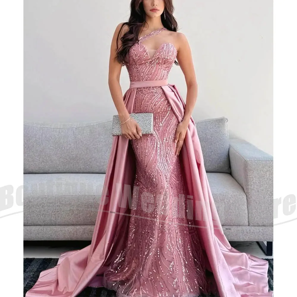 Luxury Beaded Evening Dress Chic Halter Sequined Mermaid Party Gown for Women Elegant Sweep Train Detachable Skirt Prom Dress
Luxury Beaded Evening Dress Chic Halter Sequined Mermaid Party Gown for Women Elegant Sweep Train Detachable Skirt Prom Dress