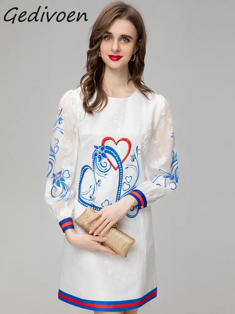 Gedivoen Designer Spring Fashion Short Dress Lantern Sleeve Luxury Crystal Bead Print white Mini Dress
Gedivoen Designer Spring Fashion Short Dress Lantern Sleeve Luxury Crystal Bead Print white Mini Dress