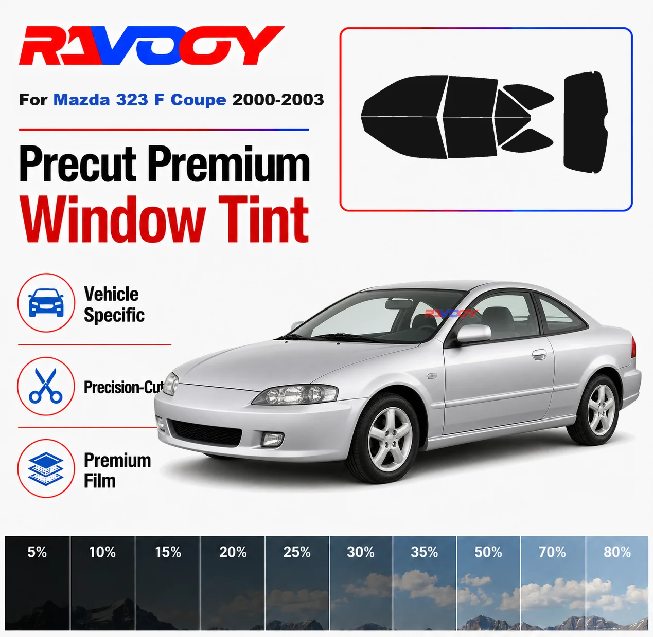 Premium Precut Window Tint Kit Front Rear Windows Rear Windshield For Mazda 323 F Coupe 2000-2003 Complete Set Nano Ceramic Film
Premium Precut Window Tint Kit Front Rear Windows Rear Windshield For Mazda 323 F Coupe 2000-2003 Complete Set Nano Ceramic Film