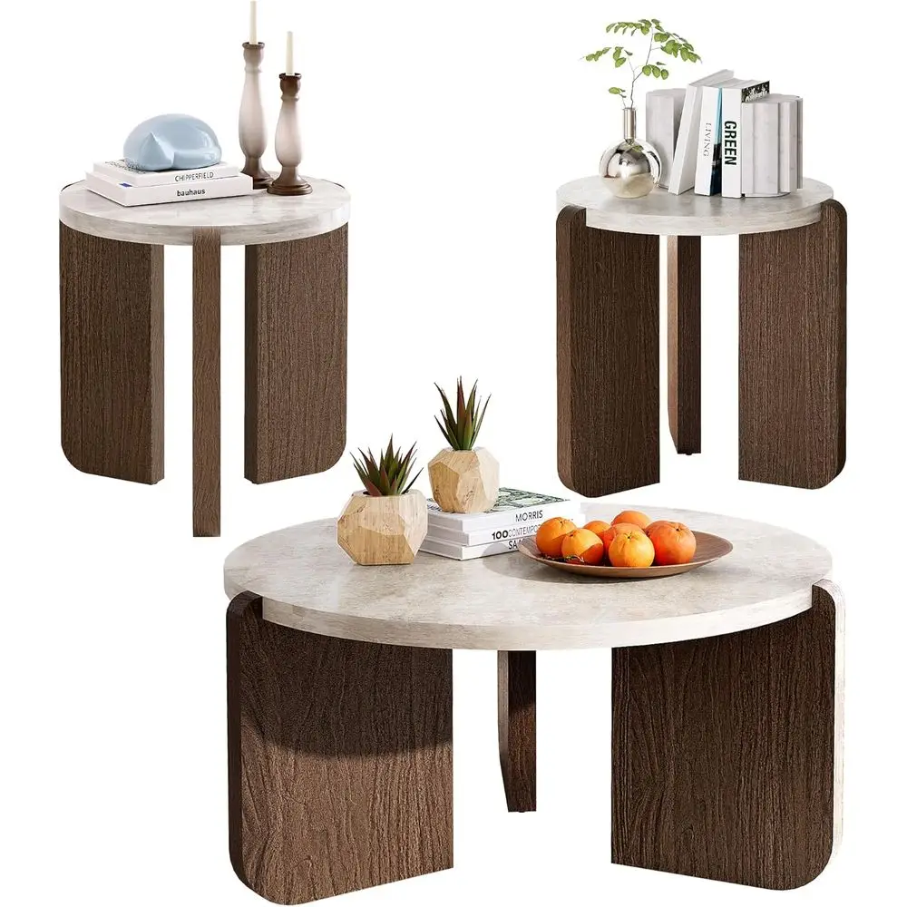 3-Piece Marble Living Room Coffee and End Table Set for Small Spaces, Easy Assembly
3-Piece Marble Living Room Coffee and End Table Set for Small Spaces, Easy Assembly