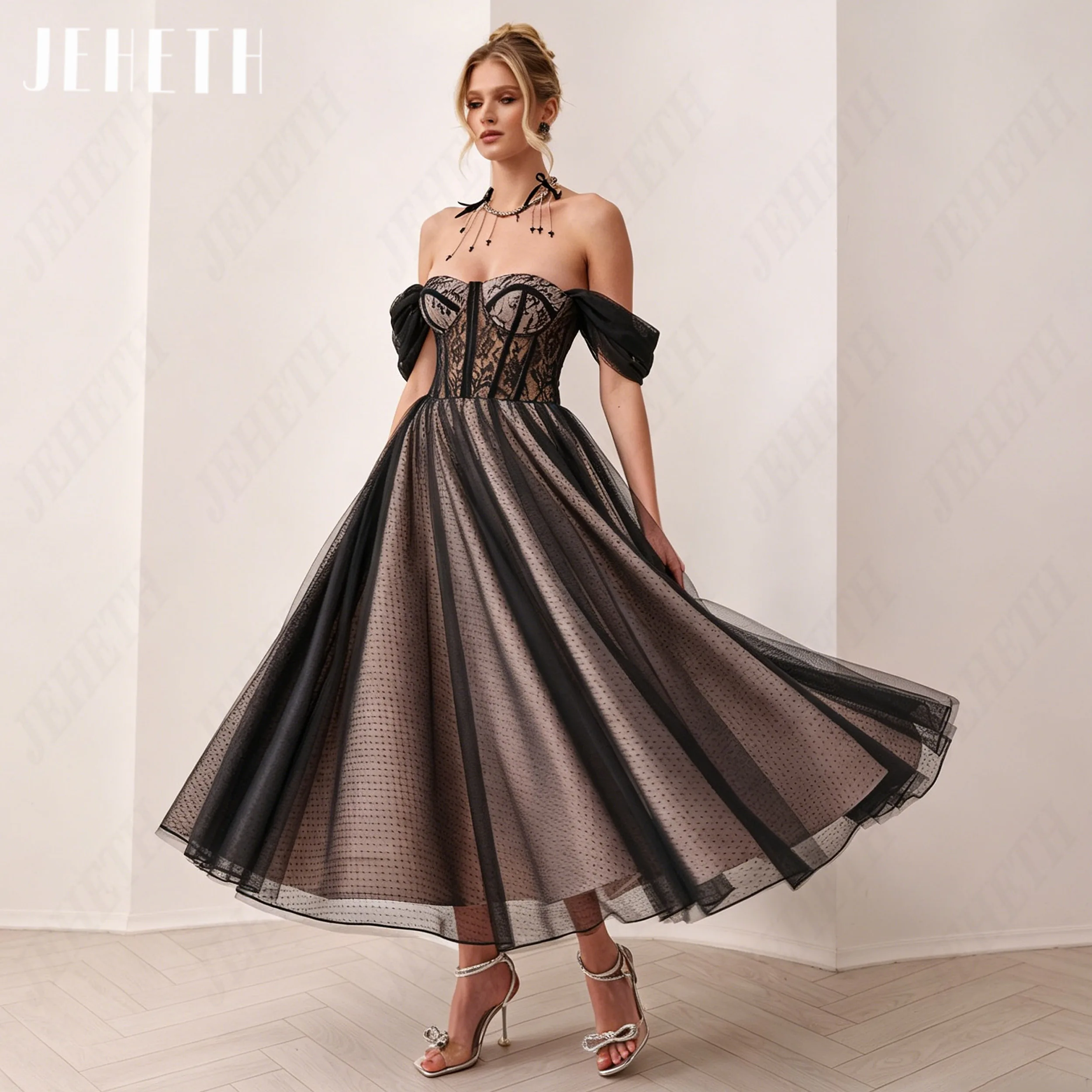 JEHETH Customized Polka Prom Dress Off Shoulder Tulle Party Dresses A Line Sweetheart Corset Gowns vestidos de fiesta elegantes
JEHETH Customized Polka Prom Dress Off Shoulder Tulle Party Dresses A Line Sweetheart Corset Gowns vestidos de fiesta elegantes