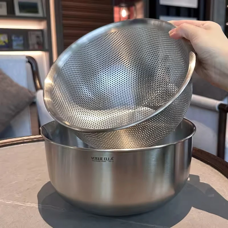 KEGNQ 316 Stainless Steel Drainage Basket Rice Washing Basket Vegetable Washing Basin Double-layer Kitchen Drain Basin
KEGNQ 316 Stainless Steel Drainage Basket Rice Washing Basket Vegetable Washing Basin Double-layer Kitchen Drain Basin