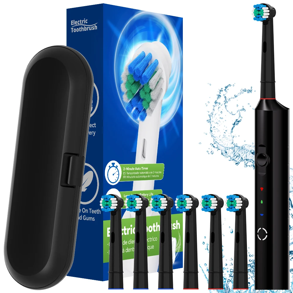 Smart Rechargeable Electric Toothbrush with 6 Brush Heads, 3 Modes & 4 intensity adjustments, Compatible with Oral B Brush Head
Smart Rechargeable Electric Toothbrush with 6 Brush Heads, 3 Modes & 4 intensity adjustments, Compatible with Oral B Brush Head