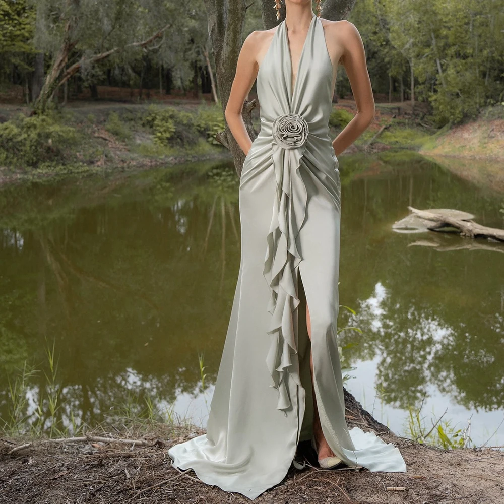 Customized Graceful Satin Straight Flowers Evening Dresses Halter Sleeveless Open Back Panel Train Bespoke Occasion Go
Customized Graceful Satin Straight Flowers Evening Dresses Halter Sleeveless Open Back Panel Train Bespoke Occasion Go