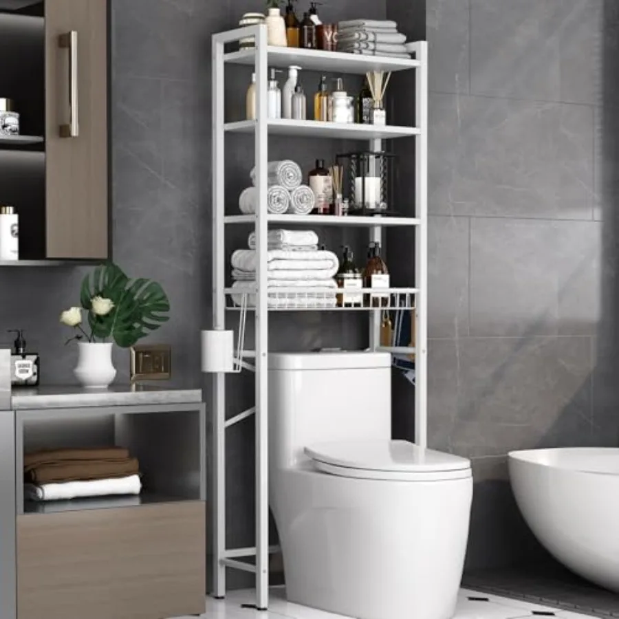 Over-The-Toilet Storage Rack, 4-Tier Bathroom Organizer Shelf Over Toilet with Adjustable Shelf and Basket, Freestanding Space
Over-The-Toilet Storage Rack, 4-Tier Bathroom Organizer Shelf Over Toilet with Adjustable Shelf and Basket, Freestanding Space