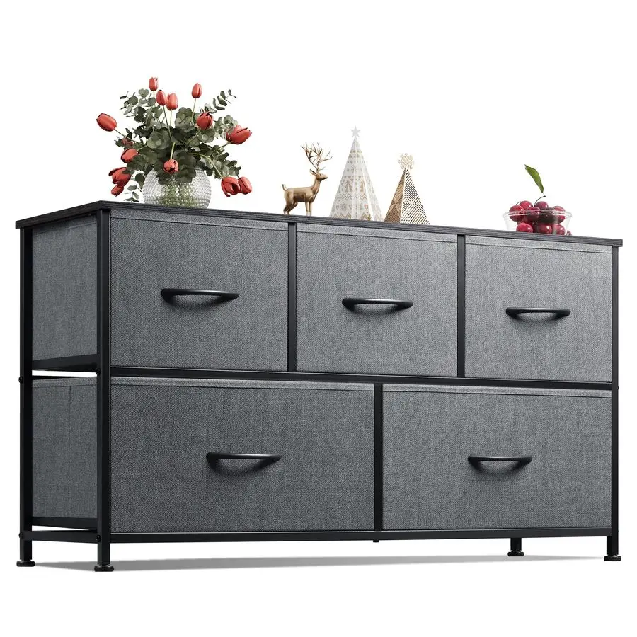 Dresser for Bedroom with 5 Drawers, Wide Chest of Drawers, Fabric Dresser, Storage Organizer Unit with Fabric Bins for Closet, L
Dresser for Bedroom with 5 Drawers, Wide Chest of Drawers, Fabric Dresser, Storage Organizer Unit with Fabric Bins for Closet, L