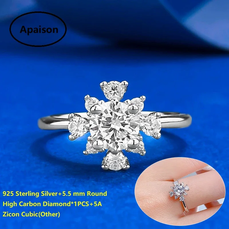 Apaison 925 Sterling Silver Round Cut 5.5 mm High Carbon Diamond Flower Shaped Ring Women Fine Jewelry Anniversary Gift
Apaison 925 Sterling Silver Round Cut 5.5 mm High Carbon Diamond Flower Shaped Ring Women Fine Jewelry Anniversary Gift