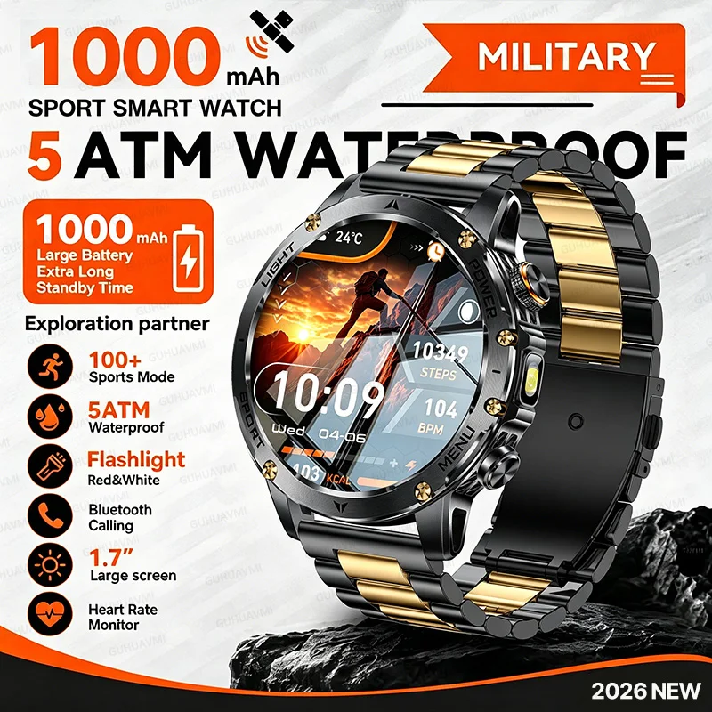 New TANK Series Military 1000mAh Battery Smart Watch Men NFC 1.7”AMOLED Screen LED Flashlight IP69K Waterproof Swim Sports Watch
New TANK Series Military 1000mAh Battery Smart Watch Men NFC 1.7”AMOLED Screen LED Flashlight IP69K Waterproof Swim Sports Watch