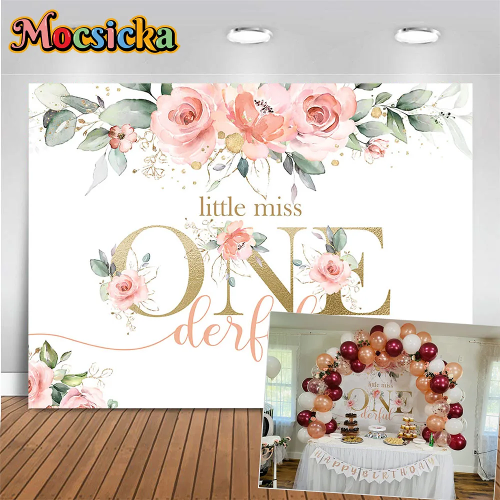 Little Miss Onederful Girl Baby Shower Phtography Backdrop Pink Flower Gold Glitter Background Newborn Birthday Party Decoration
Little Miss Onederful Girl Baby Shower Phtography Backdrop Pink Flower Gold Glitter Background Newborn Birthday Party Decoration
