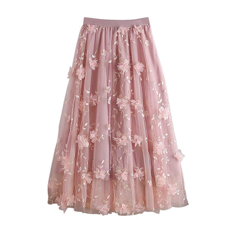 Luxury Woman Skirts 2021 Korean style Fashion Elastic Waist Appliques Embroidery Floral Mesh Skirt Long Gauze Ball Gown Pink
Luxury Woman Skirts 2021 Korean style Fashion Elastic Waist Appliques Embroidery Floral Mesh Skirt Long Gauze Ball Gown Pink