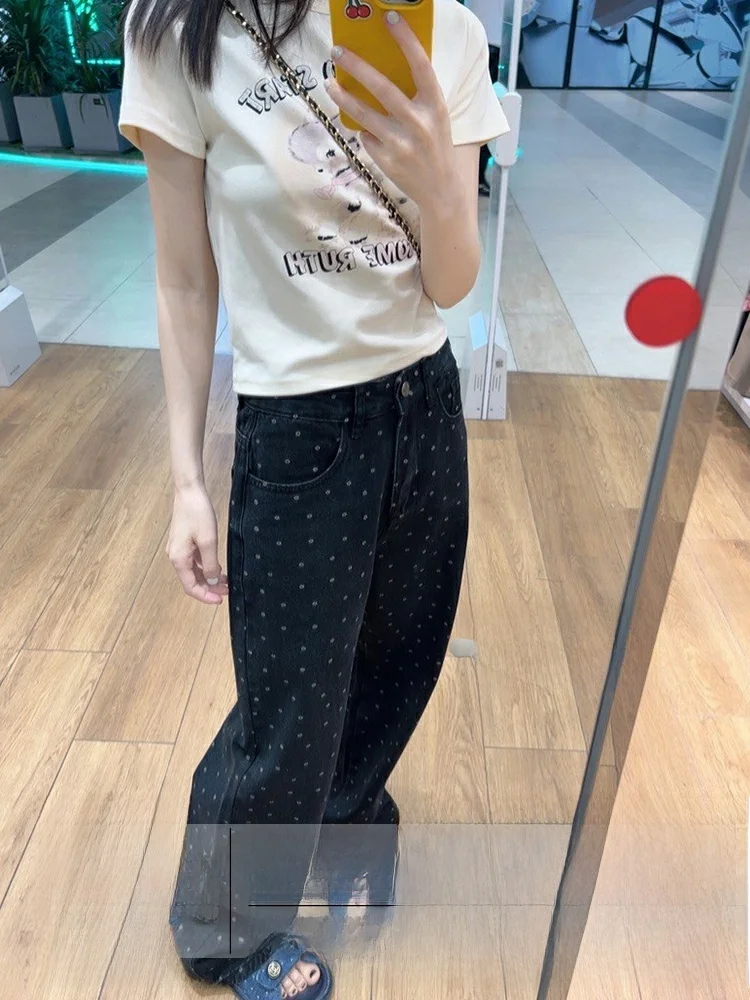 Джинсы прямого кроя больших размеров в винтажном стиле в горошек для женщин, осенне-зимние, широкие брюки с высокой талией, свободные, в пол
Джинсы прямого кроя больших размеров в винтажном стиле в горошек для женщин, осенне-зимние, широкие брюки с высокой талией, свободные, в пол