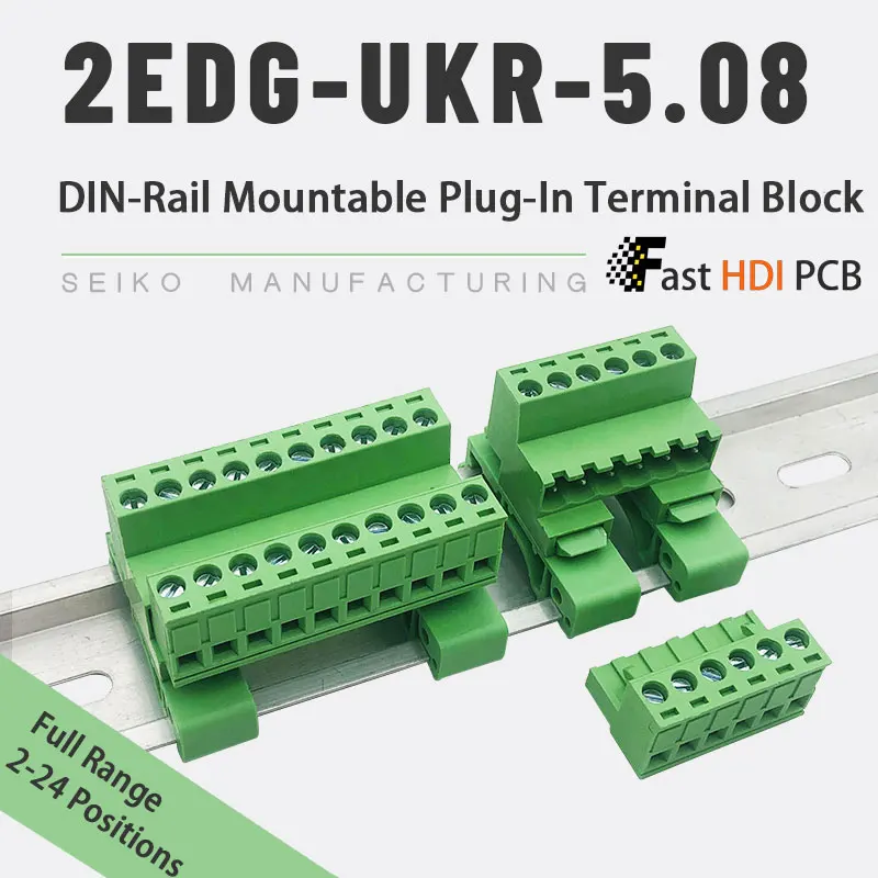 2-24P Complete DIN Rail Terminal Set/DIN Rail Terminal Block 5.08mm/Copper Alloy 10A 300V/UL94 V0 PA66/Screw Clamp w/ Housing
2-24P Complete DIN Rail Terminal Set/DIN Rail Terminal Block 5.08mm/Copper Alloy 10A 300V/UL94 V0 PA66/Screw Clamp w/ Housing