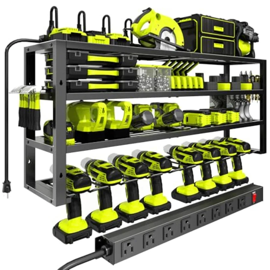 Large Power Tool Organizer Wall Mount with Charging Station 8 Outlet Power Strip 4 Layers 8 Drill Holder Heavy Duty Metal Tool
Large Power Tool Organizer Wall Mount with Charging Station 8 Outlet Power Strip 4 Layers 8 Drill Holder Heavy Duty Metal Tool