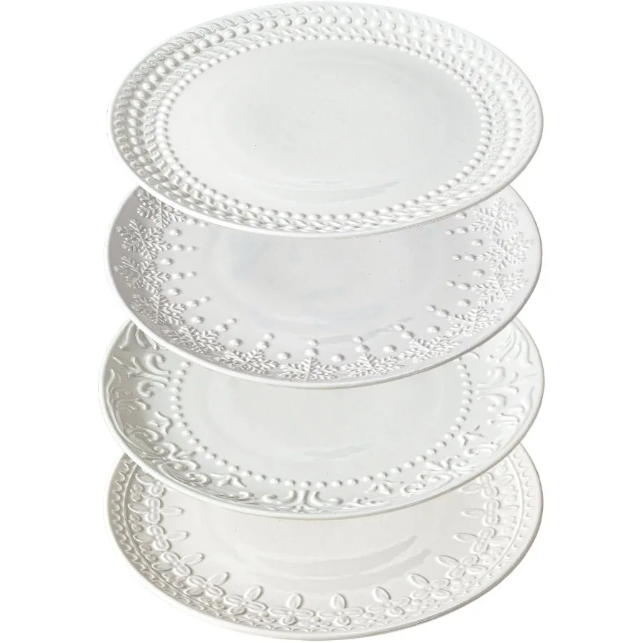 Набор из 4 современных белых керамических тарелок для салата 8,25 дюйма с тиснением для десертов и закусок для использования на кухне, микроволновая печь и D
Набор из 4 современных белых керамических тарелок для салата 8,25 дюйма с тиснением для десертов и закусок для использования на кухне, микроволновая печь и D