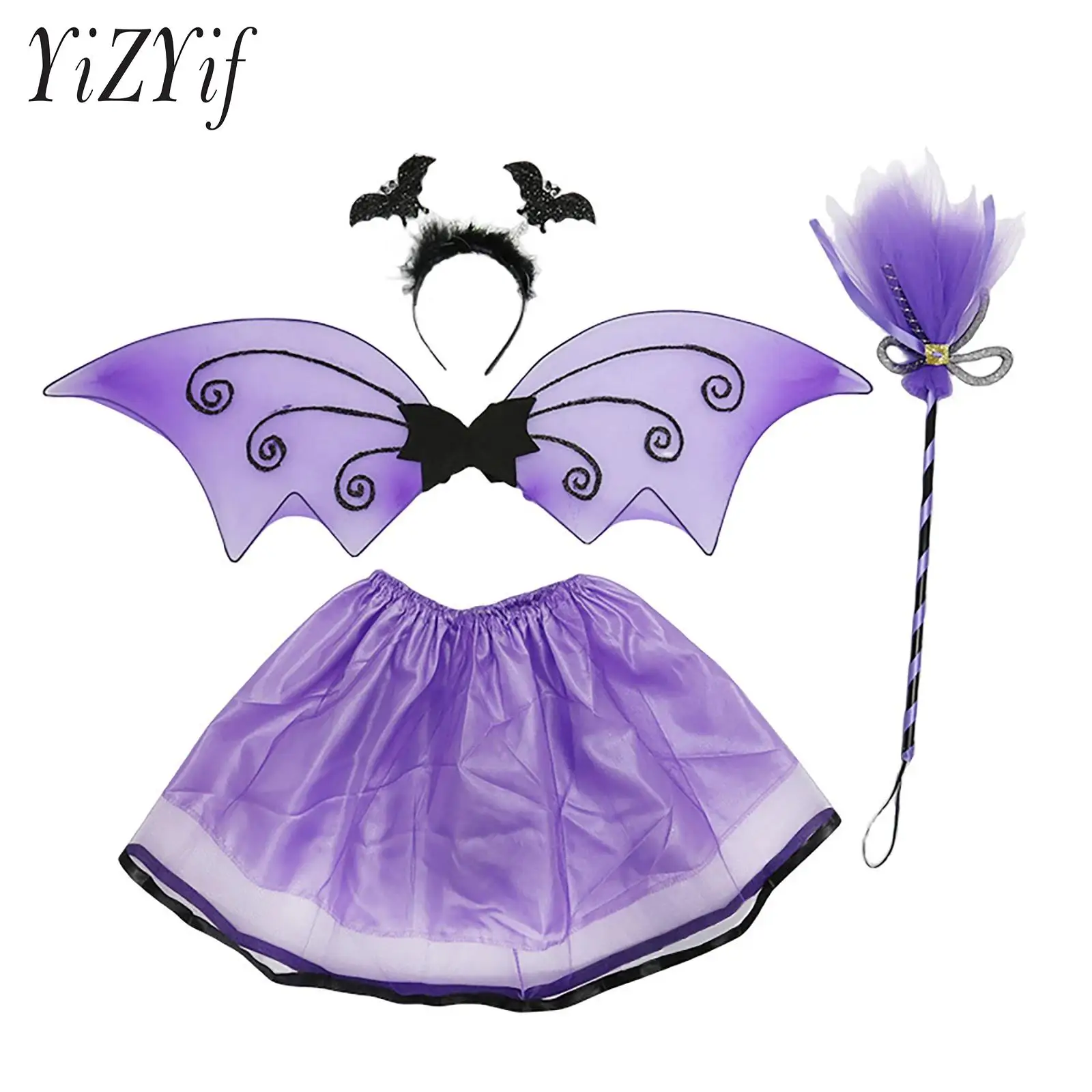 4Pcs Kids Girl Halloween Party Made Up Cosplay Costume Bat Elf Short Skirt with Bat Wings Head Hoop Mesh Broom Sets for Prom
4Pcs Kids Girl Halloween Party Made Up Cosplay Costume Bat Elf Short Skirt with Bat Wings Head Hoop Mesh Broom Sets for Prom