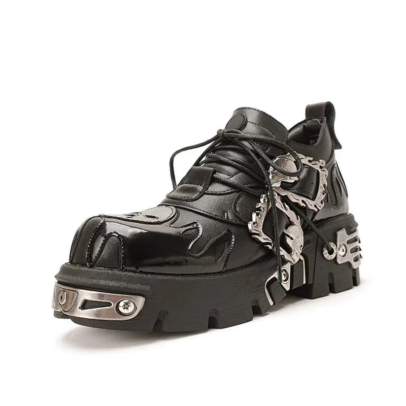 Новые мужские готические ботинки с черепом, черная женская обувь, дизайнерские прогулочные кроссовки на металлической платформе в стиле панк, скелетон с металлическими пряжками, уличный косплей
Новые мужские готические ботинки с черепом, черная женская обувь, дизайнерские прогулочные кроссовки на металлической платформе в стиле панк, скелетон с металлическими пряжками, уличный косплей