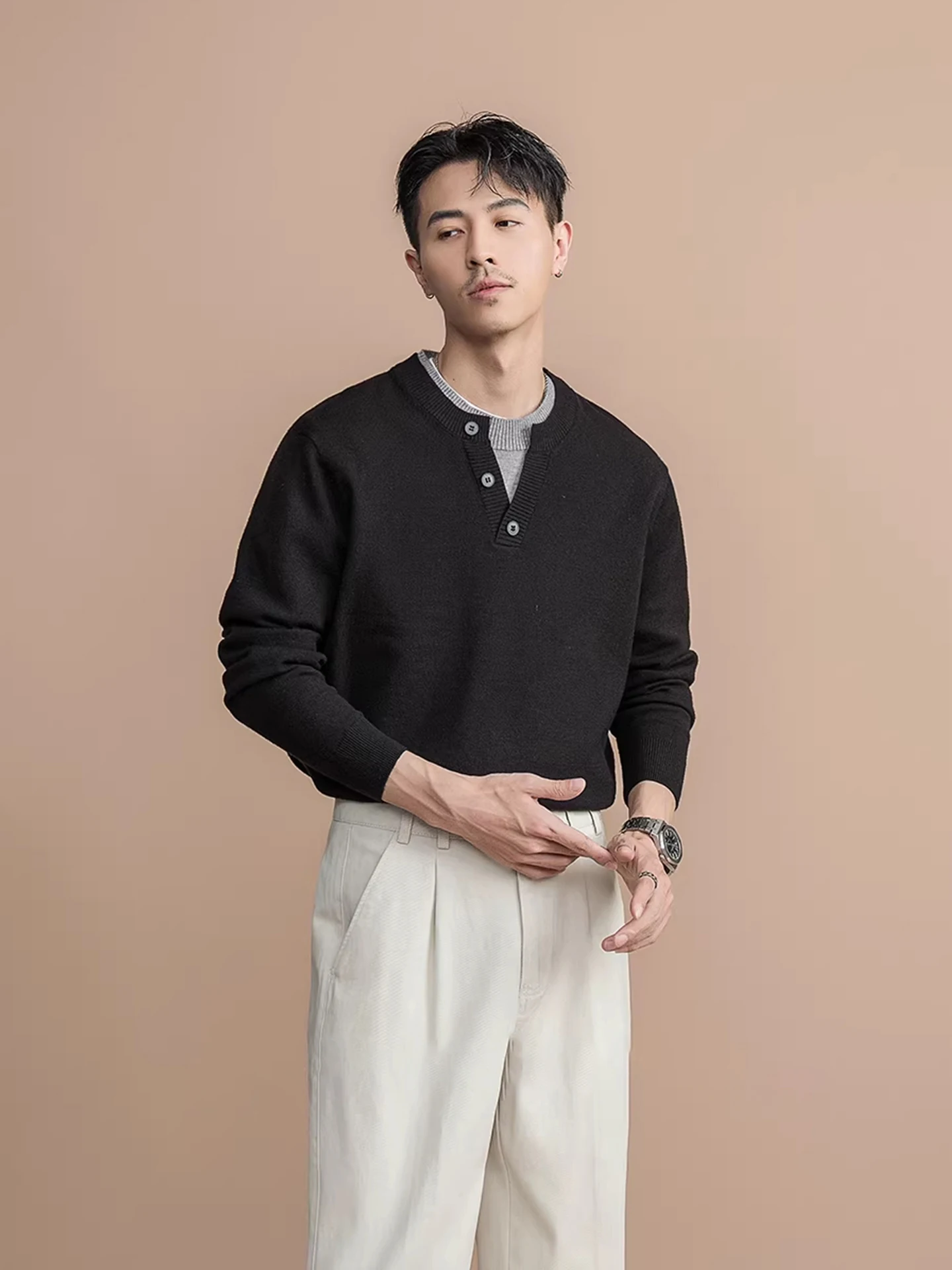 Gentleman Sle round Ne Knitted Long Sve Men's Sweater Easy Care Autumn Winter New Faion Polyester Fiber Casual Wear
Gentleman Sle round Ne Knitted Long Sve Men's Sweater Easy Care Autumn Winter New Faion Polyester Fiber Casual Wear