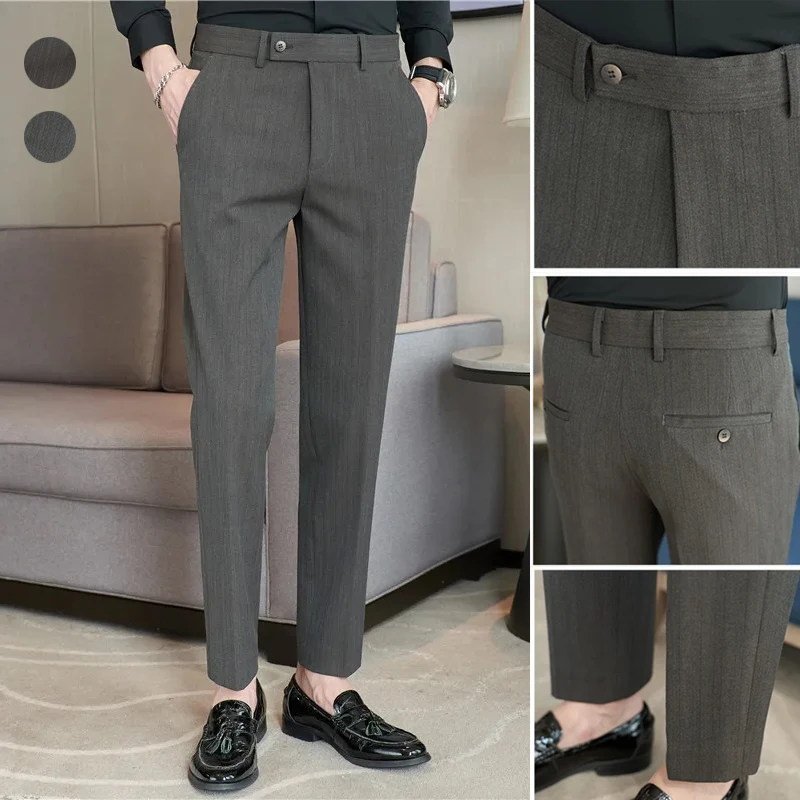 Men's Spring Style Elastic Casual Pants Slim Fit Small Foot Suit Trousers Color Woven Fabric Striped Trousers Luxury Authentic
Men's Spring Style Elastic Casual Pants Slim Fit Small Foot Suit Trousers Color Woven Fabric Striped Trousers Luxury Authentic