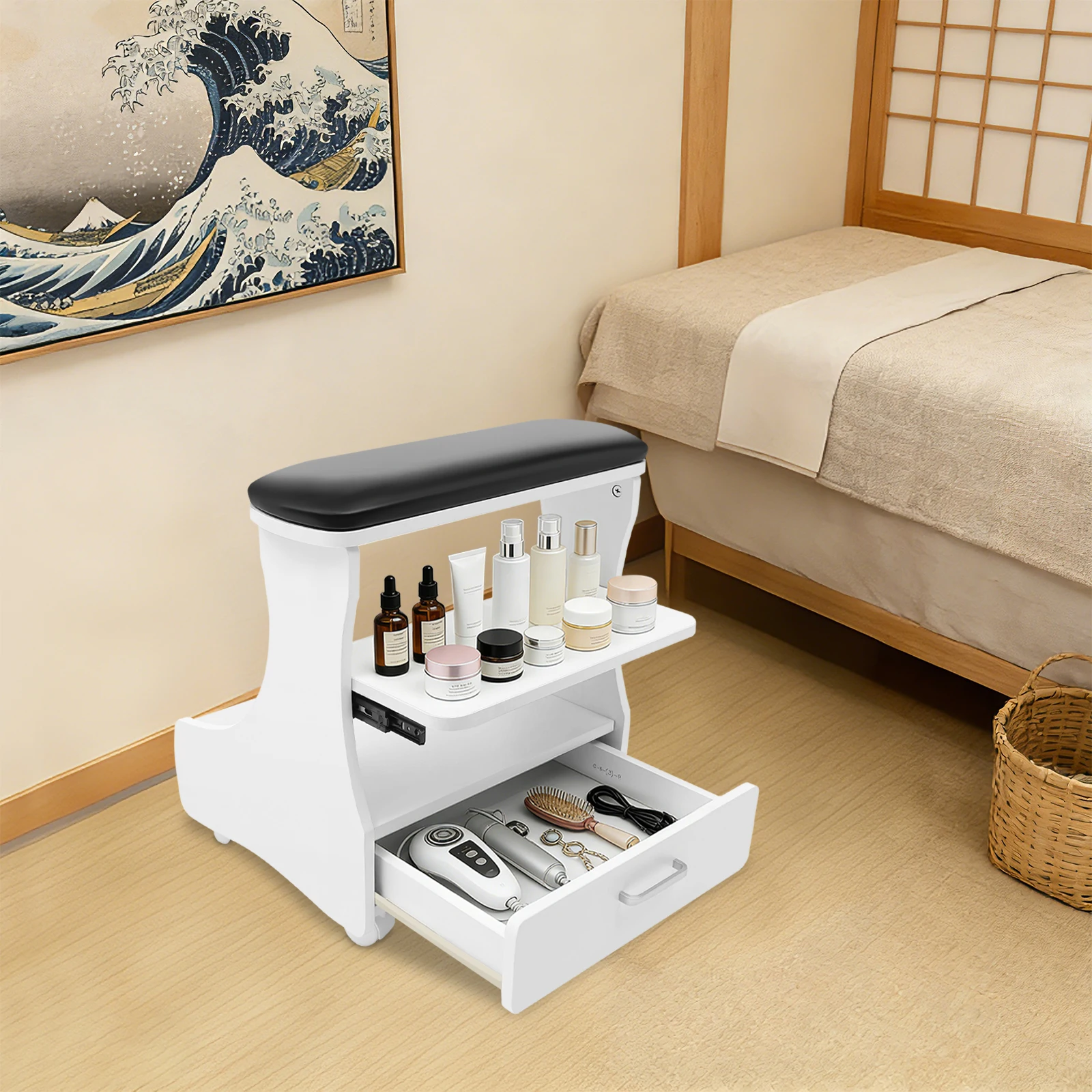 Portable Foot Rest Manicure Stool Pedicure Cart Footbath Trolley with 4 Casters for for Home Salon Spa Manicure Massage-Black
Portable Foot Rest Manicure Stool Pedicure Cart Footbath Trolley with 4 Casters for for Home Salon Spa Manicure Massage-Black