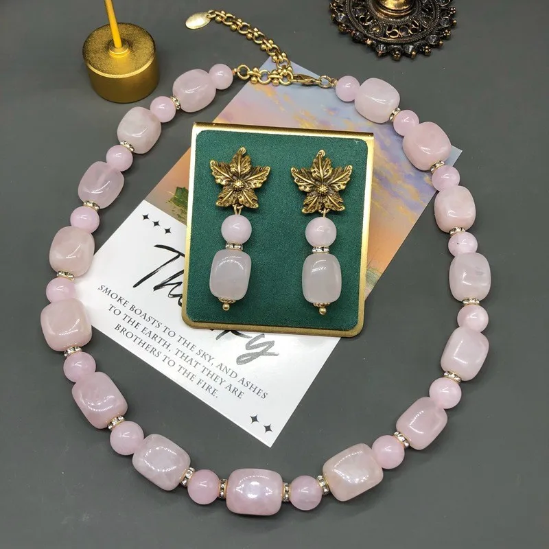 Light Pink Temperament Necklace earrings Everything with sweet pink Crystal Ring beaded necklace earrings Vintage jewelry gift
Light Pink Temperament Necklace earrings Everything with sweet pink Crystal Ring beaded necklace earrings Vintage jewelry gift