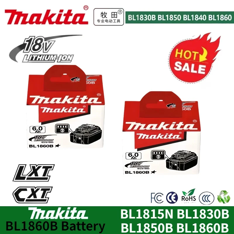 Genuine Makita 6.0Ah battery 18V lithium-ion battery pack BL1860B is suitable for Makita 18V drill DDF487 DTW700 DTD171
Genuine Makita 6.0Ah battery 18V lithium-ion battery pack BL1860B is suitable for Makita 18V drill DDF487 DTW700 DTD171