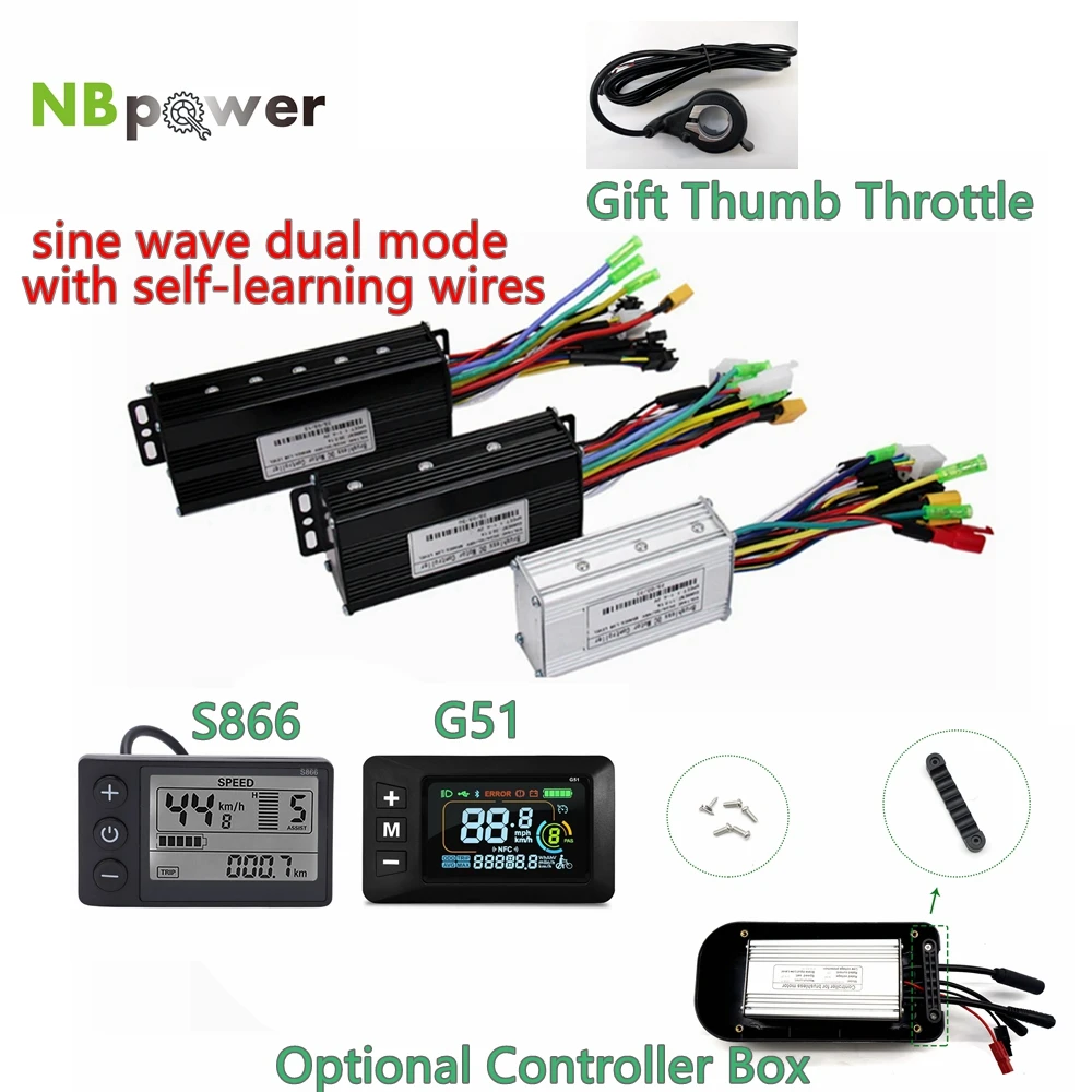 Ebike Sinawave Controller 36V/48V 17A 26A 30A withLCD DIsplay S866/G51 For 250W-1000W Wheel Hub Motor Conversion Parts
Ebike Sinawave Controller 36V/48V 17A 26A 30A withLCD DIsplay S866/G51 For 250W-1000W Wheel Hub Motor Conversion Parts