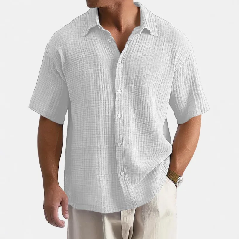 Men Textured Crinkle Gauze Button Down Shirt Short Sleeve Loose Fit Casual Summer Top
Men Textured Crinkle Gauze Button Down Shirt Short Sleeve Loose Fit Casual Summer Top