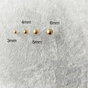 남녀공용 스테인리스강 스타일 스터드 귀걸이, 18K 금색 채워진 귀걸이, 3mm, 4mm, 5/6mm, 심플한 금색 콩, 여성 귀걸이, 웨딩 데크, 여름