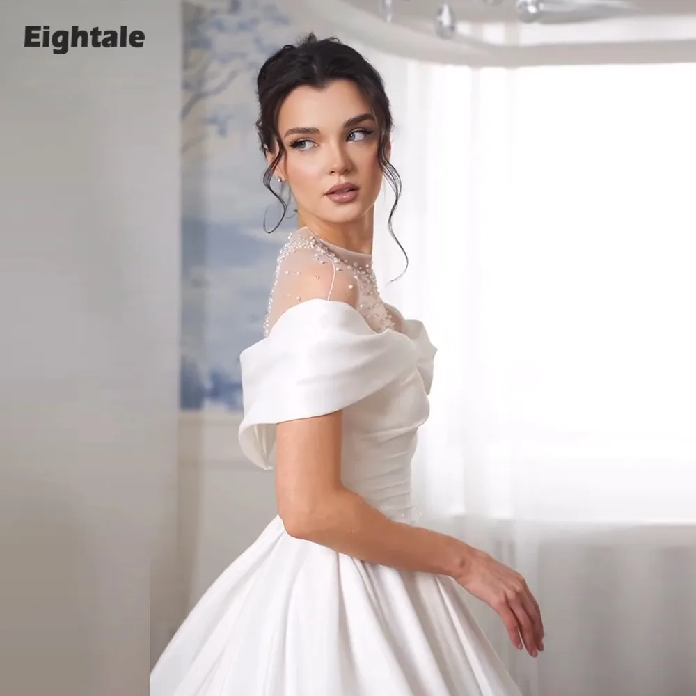 Eightale Arabic Wedding Dresses High Neck Beaded Pearls Customized Satin Ivory A-Line Princess Bridal Gowns Vestidos De Novia
Eightale Arabic Wedding Dresses High Neck Beaded Pearls Customized Satin Ivory A-Line Princess Bridal Gowns Vestidos De Novia