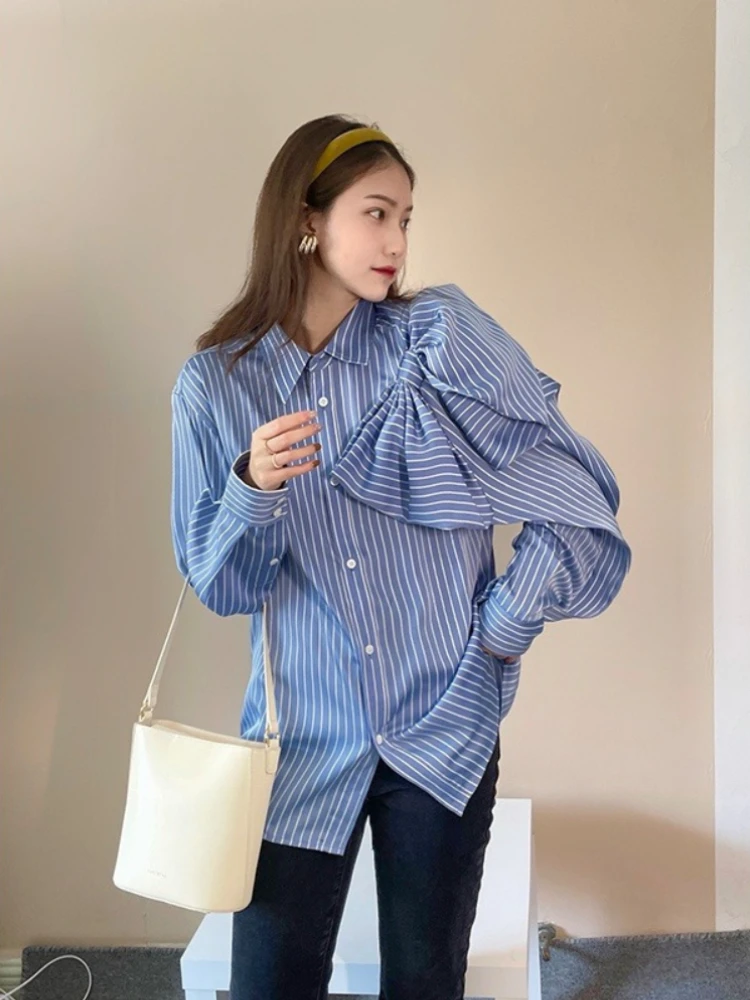 Women's JK Shirt Top Korean Style Elegant Bow Tie Boyfriend Fit Loose Striped Blue Autumn 2026 Spring New Arrival
Women's JK Shirt Top Korean Style Elegant Bow Tie Boyfriend Fit Loose Striped Blue Autumn 2026 Spring New Arrival
