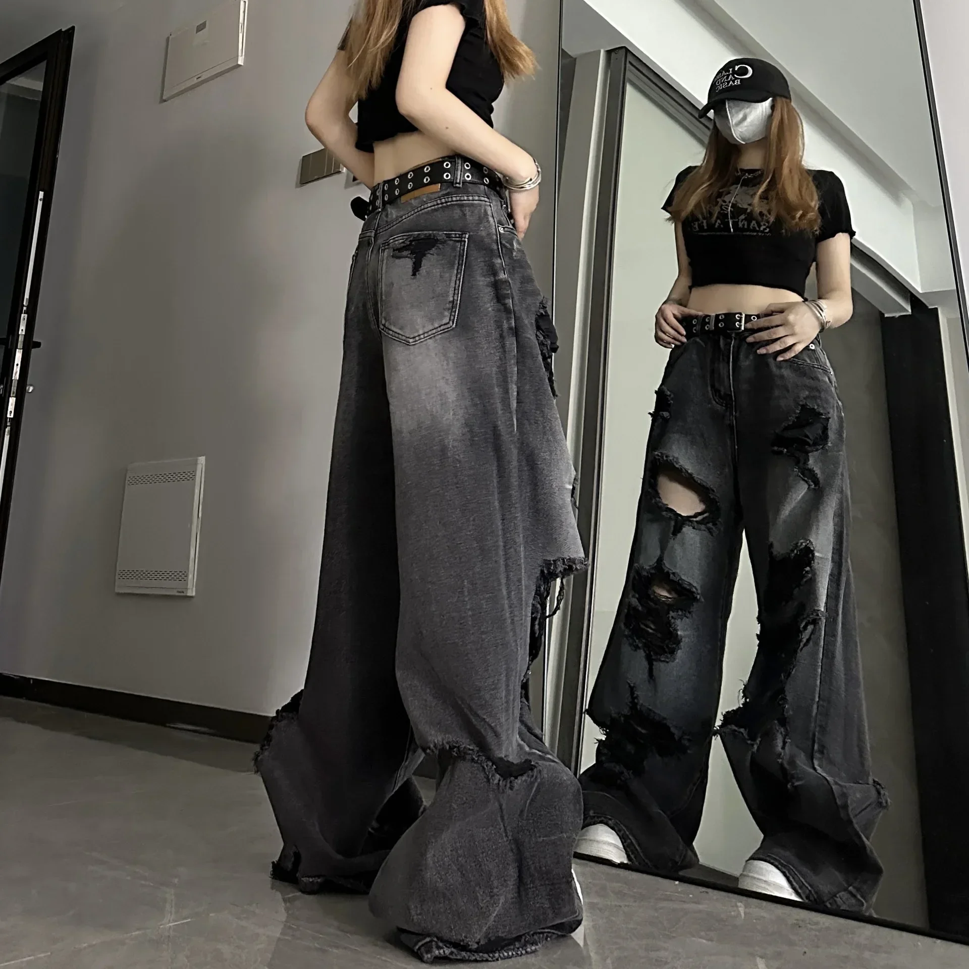 Ripped Jeans Cool Girl Wear High Street Pear Shape Body Loose Straight Versatile Wide Leg Pants Spring and Autumn
Ripped Jeans Cool Girl Wear High Street Pear Shape Body Loose Straight Versatile Wide Leg Pants Spring and Autumn