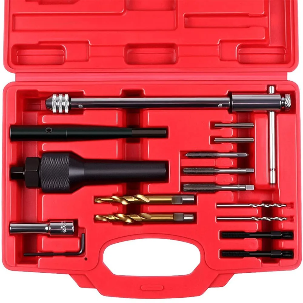 Удаление поврежденных свечей накаливания, ремонт резьбы, сверло, гаечный ключ, набор инструментов для извлечения
Удаление поврежденных свечей накаливания, ремонт резьбы, сверло, гаечный ключ, набор инструментов для извлечения