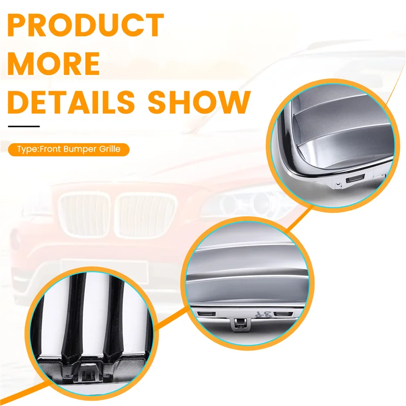 A73X-1Pair Front Bumper Upper Center Grille Chrome For BMW X1 Series E84 2010-2012 51112993307, 51112993308
A73X-1Pair Front Bumper Upper Center Grille Chrome For BMW X1 Series E84 2010-2012 51112993307, 51112993308