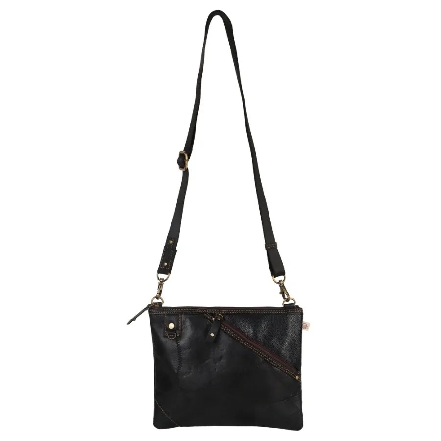 Grayson Wide Crossbody made with upcycled leather + premium vegan leather w stylish slanted Front Pocket
Grayson Wide Crossbody made with upcycled leather + premium vegan leather w stylish slanted Front Pocket