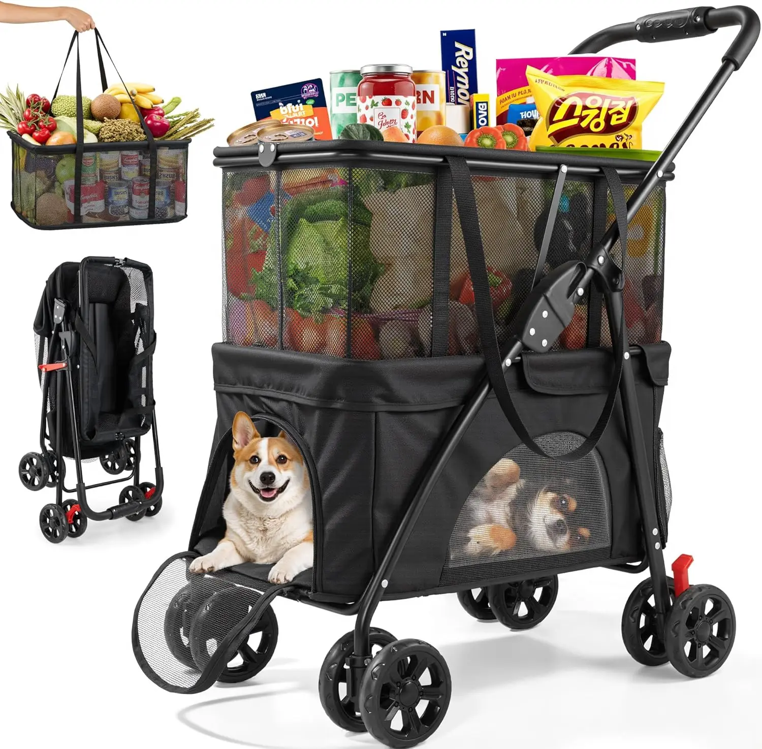 OEM Folding Shopping Cart Pet Stroller 99Lbs 2-in-1 Personal Cart Removable Basket Lower Dogs Portable Groceries Camping Pet
OEM Folding Shopping Cart Pet Stroller 99Lbs 2-in-1 Personal Cart Removable Basket Lower Dogs Portable Groceries Camping Pet