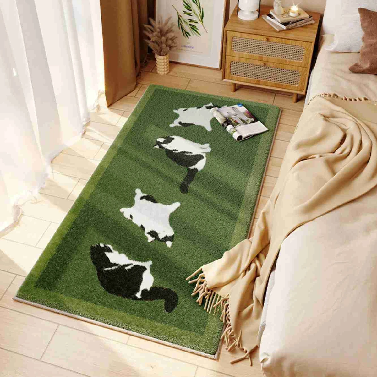 Carpet for Bedroom Non-slip Soft Dirt-resistant Bedside Floor Mat Green Lamb Pattern Rug Long Size Room Layout Decoration Mats
Carpet for Bedroom Non-slip Soft Dirt-resistant Bedside Floor Mat Green Lamb Pattern Rug Long Size Room Layout Decoration Mats