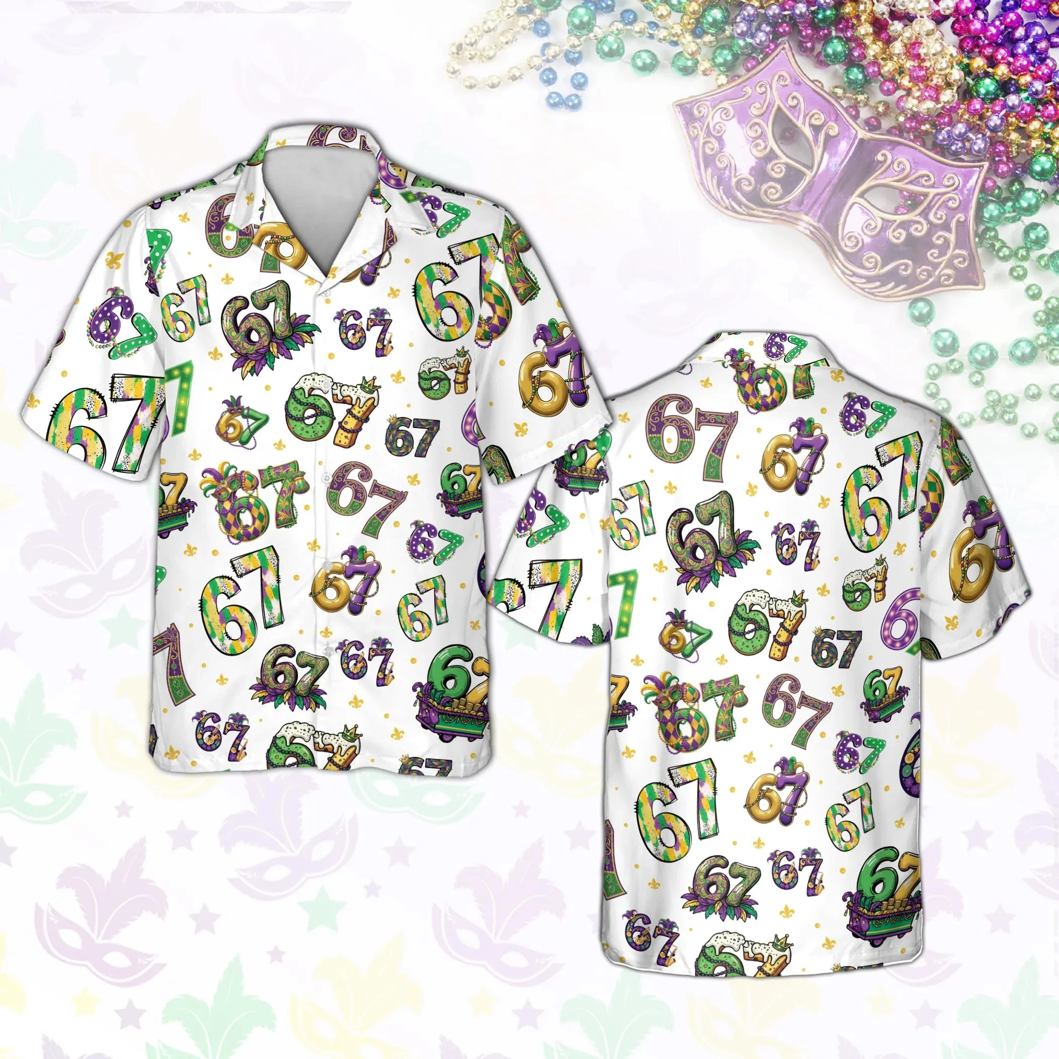 Six Seven Mardi Gras Button Up, 67 Beads King Cake Hawaiian Shirt, NOLA Carnival Krewe Party Top, New Orleans Fat Tuesday Squad
Six Seven Mardi Gras Button Up, 67 Beads King Cake Hawaiian Shirt, NOLA Carnival Krewe Party Top, New Orleans Fat Tuesday Squad