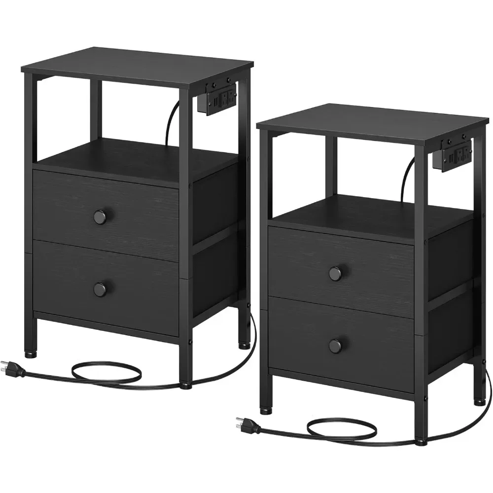 Nightstands Set of 2, Night Stand with Charging Station and USB Ports, Bedside Tables with 2 Non-Woven Drawers
Nightstands Set of 2, Night Stand with Charging Station and USB Ports, Bedside Tables with 2 Non-Woven Drawers