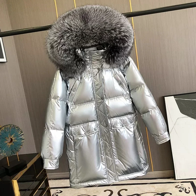 2024 Winter New Luxury Silver Fox Large Fur Collar Hooded Down Jacket Women's Loose Thicken Parkas Glossy White Duck Down Coats
2024 Winter New Luxury Silver Fox Large Fur Collar Hooded Down Jacket Women's Loose Thicken Parkas Glossy White Duck Down Coats