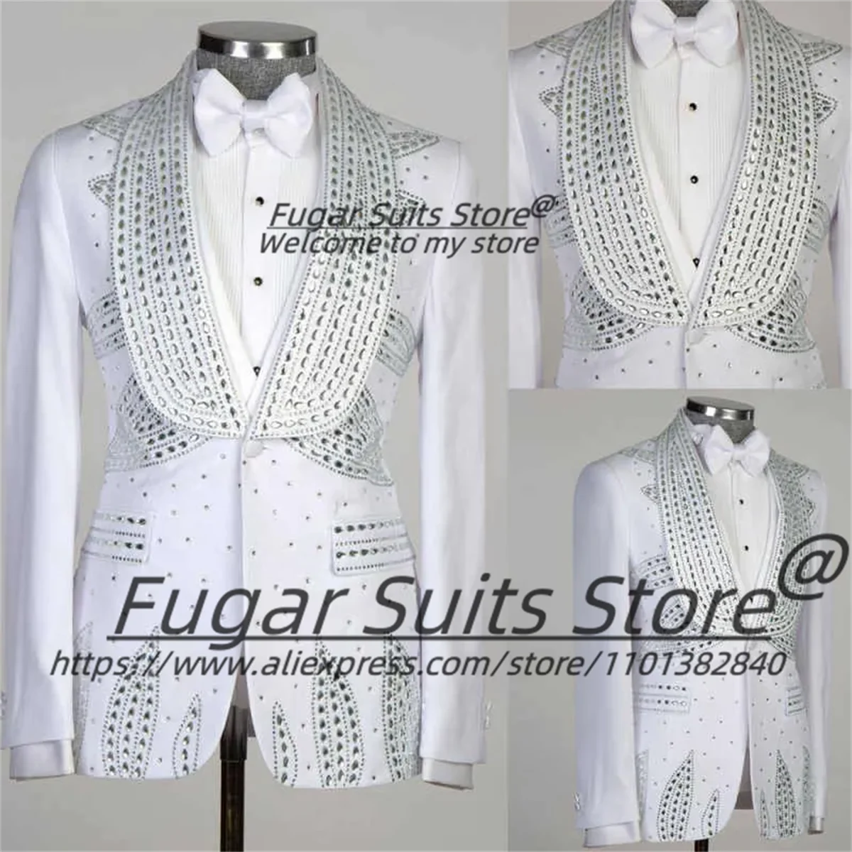 Luxury Wedding Tuxedos Crystal Beaded Men Suit Customized Slim Fit Shawl Lapel 2 Piece Set Male Prom Blazers Party Costume Homme
Luxury Wedding Tuxedos Crystal Beaded Men Suit Customized Slim Fit Shawl Lapel 2 Piece Set Male Prom Blazers Party Costume Homme