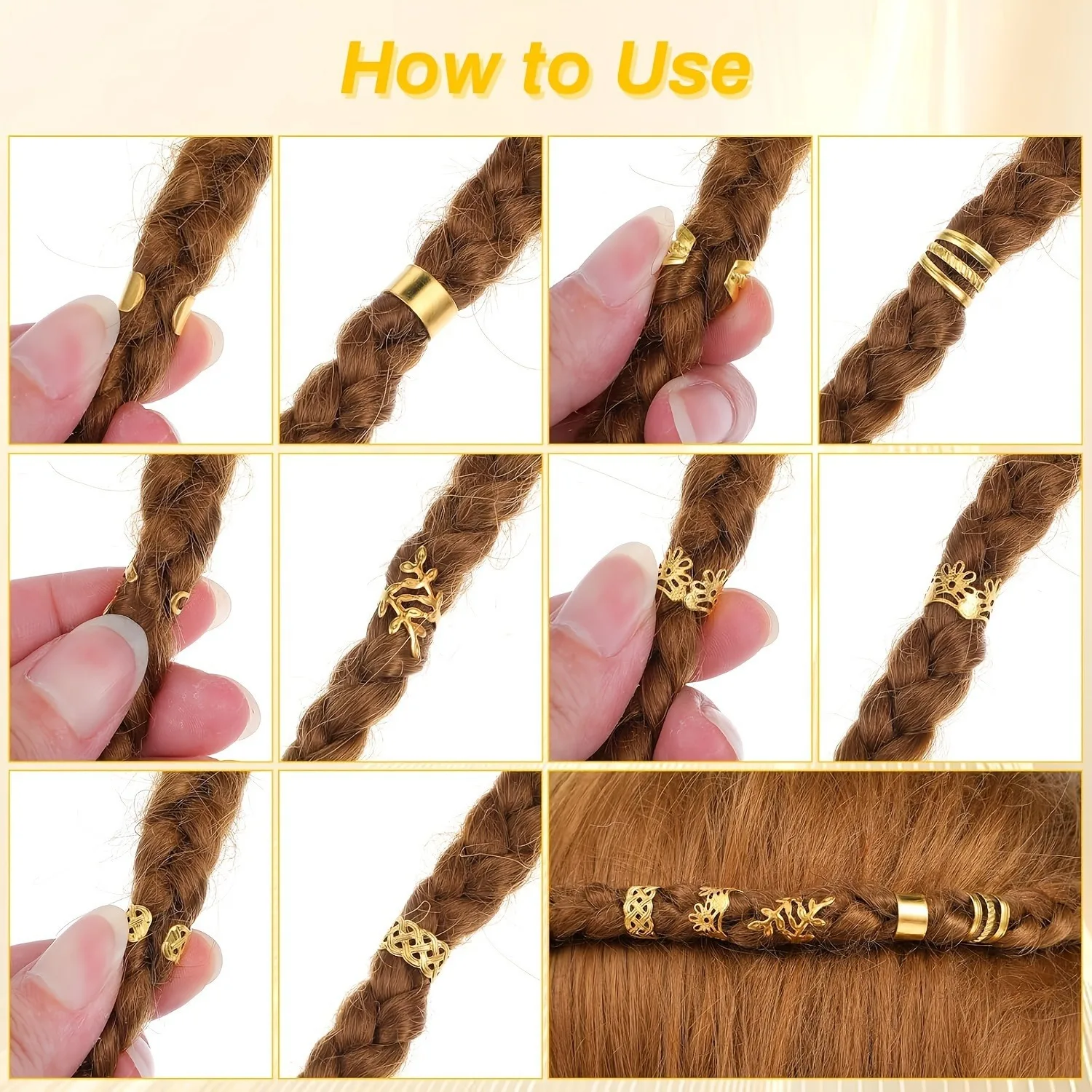 Fashion 50 Piece Gold Silver Plated Hollow Hair Ring Set for Dreadlock Braid Extension Combo Accessory
Fashion 50 Piece Gold Silver Plated Hollow Hair Ring Set for Dreadlock Braid Extension Combo Accessory