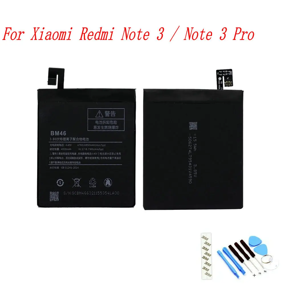 Original BM46 4000mAh Battery For Xiaomi Redmi Note 3 note3 Pro/Prime Mobile Phone
Original BM46 4000mAh Battery For Xiaomi Redmi Note 3 note3 Pro/Prime Mobile Phone