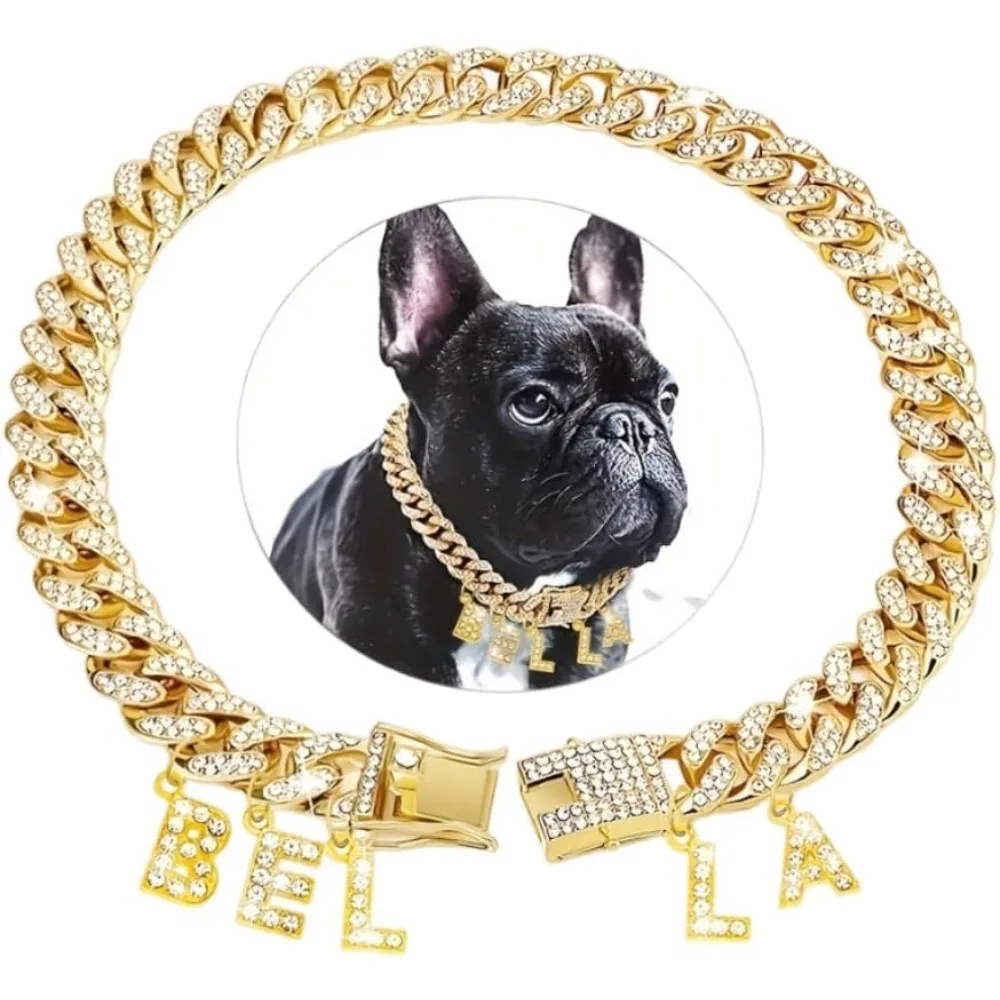 Personalized Dog Chain Collar Diamond Name Letters Customized Silver Dog Necklace Diamond Cuban for Small Medium Large Dogs Cats
Personalized Dog Chain Collar Diamond Name Letters Customized Silver Dog Necklace Diamond Cuban for Small Medium Large Dogs Cats