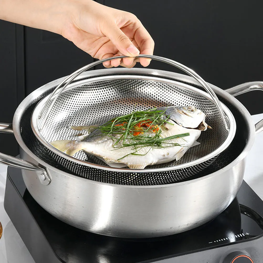 Stainless Steel Steamer Basket 225cm Net Tray Handle Vegetable Washing Rice Cooking Tamale Pot Steam Baskets Perforated Design
Stainless Steel Steamer Basket 225cm Net Tray Handle Vegetable Washing Rice Cooking Tamale Pot Steam Baskets Perforated Design
